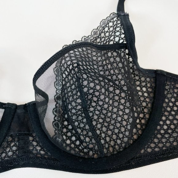NWOT Victoria's Secret Bra 32D Unlined Demi Black Lace - Picture 4 of 11